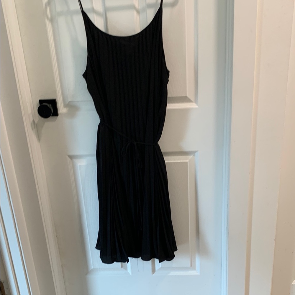 H&M Black Pleated Tie Front Sundress